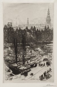 Amsterdam, pohled z hotelu Victoria od Auguste Louis Lepère