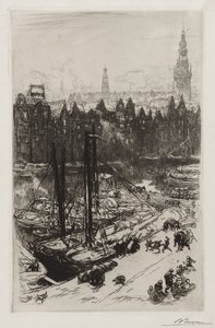 Amsterdam, pohled na hotel Victoria. od Auguste Louis Lepère