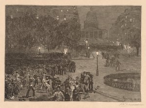 Bois du Monde: Les troubles du quartier Latin, 1882. od Auguste Louis Lepère