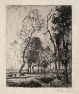Západ slunce za stromy, 1909. od Auguste Louis Lepère