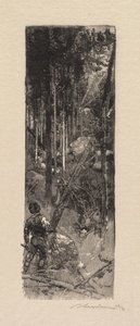 Fontainebleau Forest: Cutting of Pines La Forêt de Fontainebleau: Abatage des pins, 1890. od Auguste Louis Lepère