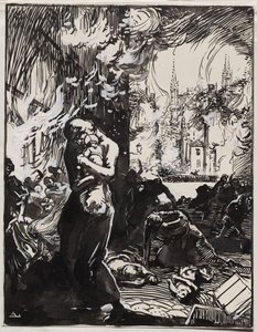 Požár v Louvain od Auguste Louis Lepère