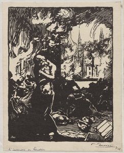 Požár v Louvain od Auguste Louis Lepère