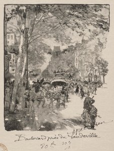 Boulevard poblíž Vaudeville. od Auguste Louis Lepère