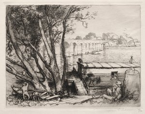 Le Pont de Poissy, 1917. od Auguste Louis Lepère