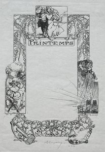 Pařížský almanach, 1897: Dekorativní hranice, jaro, 1897. od Auguste Louis Lepère