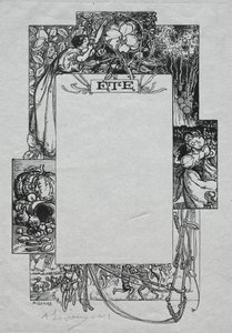 Pařížský almanach, 1897: Dekorativní hranice, léto od Auguste Louis Lepère
