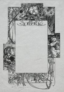 Pařížský almanach, 1897: Dekorativní hranice, léto, 1897. od Auguste Louis Lepère