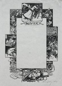 Pařížský almanach, 1897: Dekorativní hranice, zima od Auguste Louis Lepère