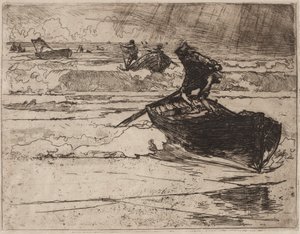 Rybáři prchající před bouří od Auguste Louis Lepère
