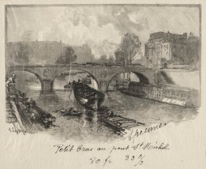Ruční palná zbraň v Pont St. Michel od Auguste Louis Lepère