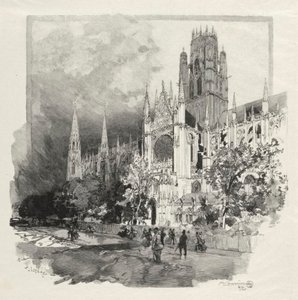 Ilustrovaný Rouen: Kostel Saint Ouen od Auguste Louis Lepère