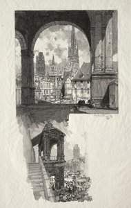Illustrated Rouen: Place de la Haute Vieille Tour, Edicule de la Fierte, 1896. od Auguste Louis Lepère