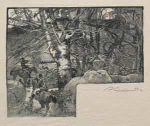 Lov na hony na Mont Gerard od Auguste Louis Lepère
