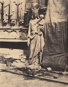 Madona s dítětem vytesaná Geoffroyem-Dechaume, katedrála Notre-Dame, Paříž (Madona a dítě, vyřezaná Geoffroy-Dechaume, katedrála Notre-Dame, Paříž)