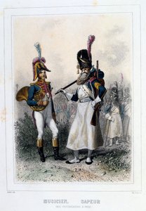 Hudebník a sapper of the Grenadiers-à-Pied, 1859. od Auguste Raffet