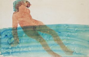 Koupající se žena, před rokem 1902 (tužka a akvarel na papíře) od Auguste Rodin