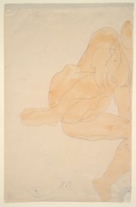 Nahý sedí, koleno zvednuté od Auguste Rodin
