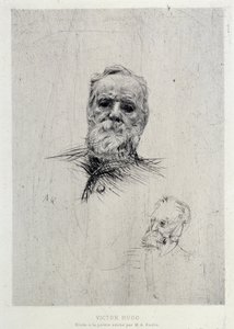 Portrét Victora Huga (1802-1885), ilustrace z The Gazettes de beaux Arts od Auguste Rodin