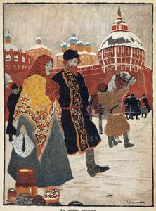 Francie, Paříž, Pohled na Rudé náměstí v Moskvě, ilustrace A. Salzmann od Auguste Salzmann
