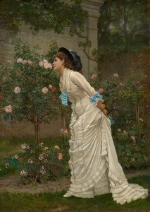 Dáma vonící růže. 1879 od Auguste Toulmouche