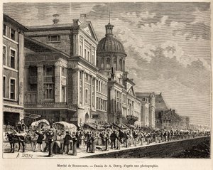 Le marche de Bonsecours, turistické a kulturní centrum Montrealu, vyryto podle kresby A. Deroye, ilustrující výlet do Kanady a Riviere Rouge du nord, od H. De Lamotte, v roce 1873, publikované v „“ Le tour du monde””” 1875, editoval Edou