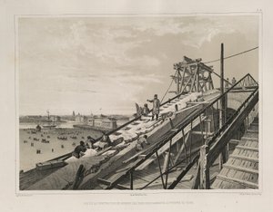 Stavba římsy z: Stavba katedrály svatého Izáka, 1845