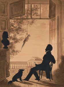 Siluetový profil umělce Charlese Fendericha, 1841 (vystřižený papír na sépiovém praní)