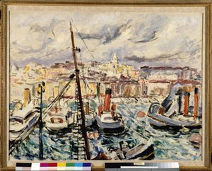 Remorkéry v přístavu Marseille (malba) od Augustin Carrera