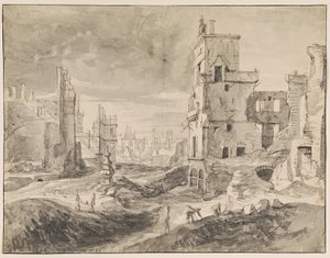 Brusel po bombardování v roce 1695 od Augustin Coppens