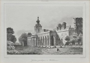 Pohled na gotickou galerii v paláci Wilanów, 1840 od Augustin François Lemaiand#770tre