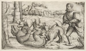 Lov na medvěda od Augustin Hirschvogel