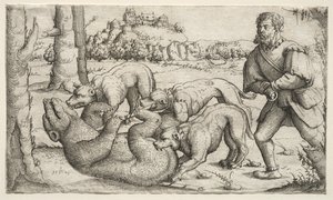 Lov na medvěda, 1569. od Augustin Hirschvogel