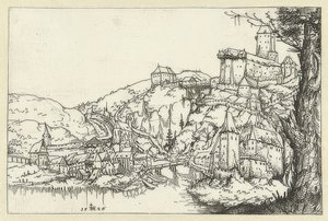 Pohled na Pasov. 1546 od Augustin Hirschvogel