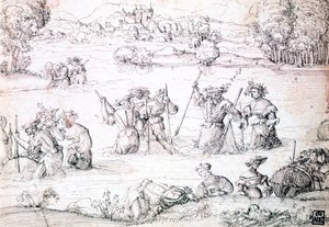 Rybaření v dešti, c1513-1553 od Augustin Hirschvogel