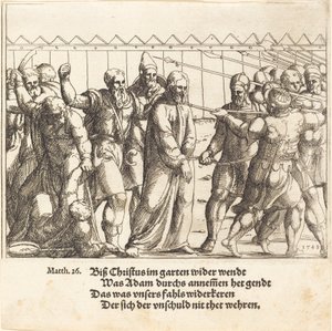 Ježíš byl veden ke Kaifášovi, 1549. od Augustin Hirschvogel