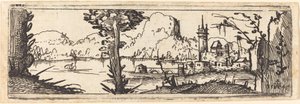 Krajina s jezerem a městem, 1545. od Augustin Hirschvogel