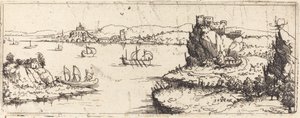 Krajina s plachetnicemi [spodní deska], 1546. od Augustin Hirschvogel