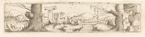 Krajina s potokem a ruinami, 1545. od Augustin Hirschvogel