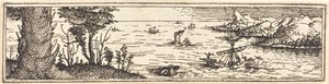 Krajina s jezerem a plachetními plavidly, 1545. od Augustin Hirschvogel