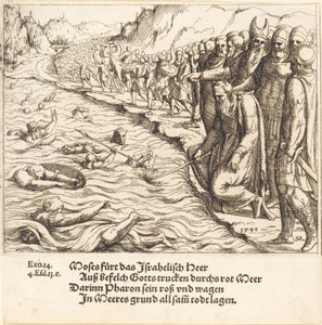 Mojžíš zavírá Rudé moře, 1548. od Augustin Hirschvogel