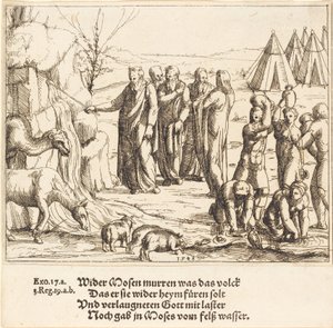 Mojžíš udeřil do skály od Augustin Hirschvogel