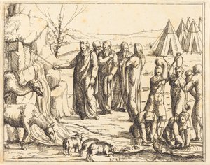 Mojžíš udeřil do skály od Augustin Hirschvogel