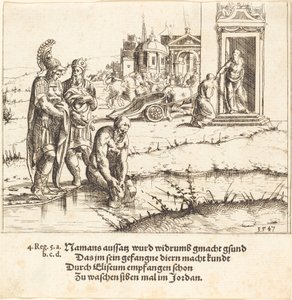 Naaman je vyléčen z lepry, 1547. od Augustin Hirschvogel