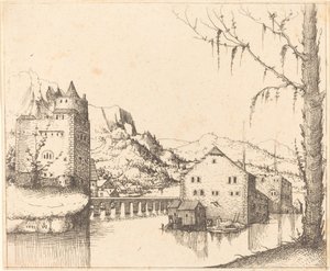 Říční krajina s ostrovními domy, 1545. od Augustin Hirschvogel