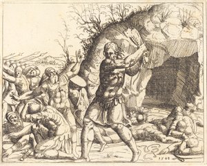 Samson zabíjí Filištíny. od Augustin Hirschvogel