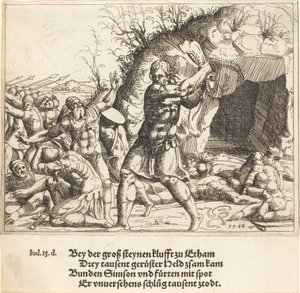 Samson zabíjí Filištíny, 1548. od Augustin Hirschvogel