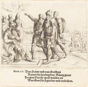 Tři králové říkají Herodovi o Kristově narození, 1549. od Augustin Hirschvogel