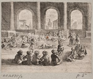 Interiér orientálního paláce s doprovodem tanečnic od Augustin John