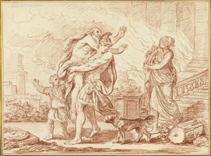 Aeneas prchající s Anchises z Troy
